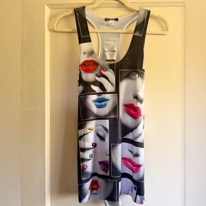 Cleo Apparel Graphic Racerback Tank – Hot Pink Lips Print. Size M.